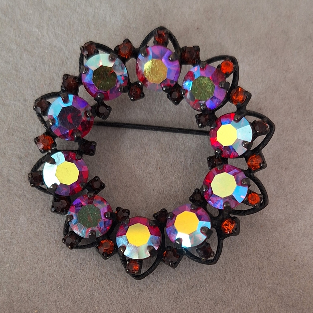 Elegant Multicolor Crystal Brooch